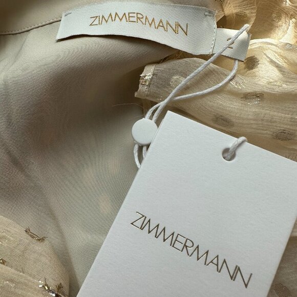 Zimmermann Ruffled Metallic Silk Wrap Minidress - Picture 9 of 10